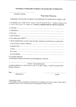 WNIOSEK O WPISANIE WYBORCY DO REJESTRU WYBORCÓW