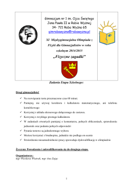 Konkurs Fizyczny 2015- szkolny - Oficjalna strona Gimnazjum nr 1