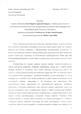 Recenzja prof. UWr dr hab. Andrzej Ładyżyński