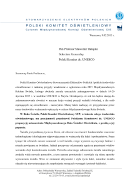 List do UNESCO - Polski Komitet Oświetleniowy
