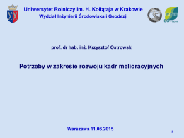 Prof. dr hab. Krzysztof Ostrowski, Uniwersytet Rolniczy w Krakowie