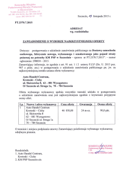 ogłoszenie o wyborze oferty - Komenda Miejska Straży Pożarnej w