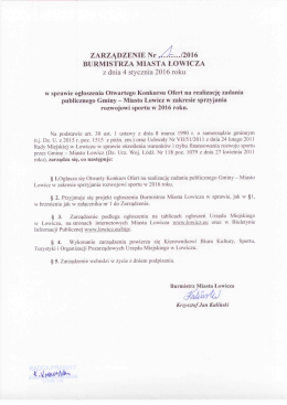 Zarządzenie Nr 1/2016 Burmistrza Miasta Łowicza w sprawie