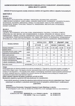 harmonogram wywozu odpadów komunalnych z