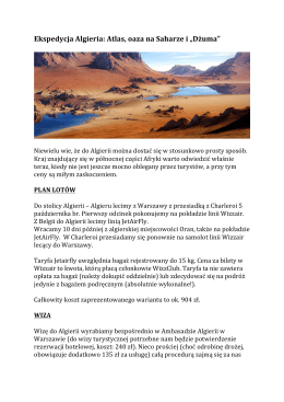 Ekspedycja Algieria: Atlas, oaza na Saharze i „Dżuma”