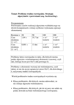 Problemy trudno rozwiązalne. Strategia algorytm&oacute;w z powrotami