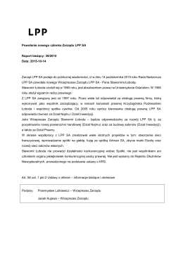 RB 39 2015 – Powołanie nowego członka Zarządu LPP SA
