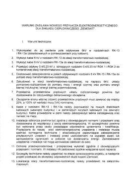 Warunki zasilania nowego przyłącza elektroenergetycznego do ZC