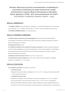 Ogłoszenie o zamiarze zawarcia umowy