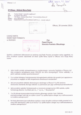 Zapytania radnego Ł. Kmity dot. Nowego Szpitala