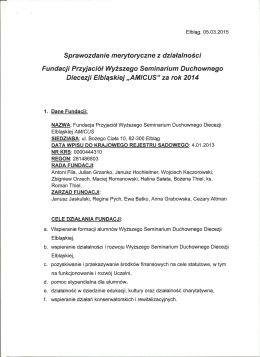 Sprawozdanie merytoryczne z działalności Fundacji Przyjaciół