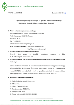 Ogłoszenie o przetargu publicznym na sprzedaż samochodu