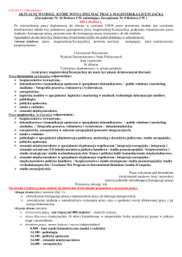 Wymogi pracy dyplomowej od 1.10.2014