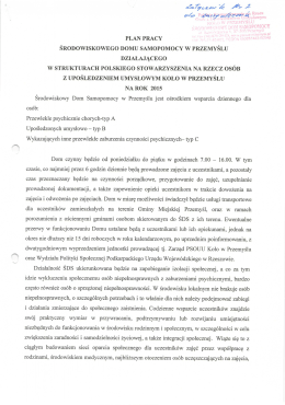 Plan Pracy Środowiskowego Domu Samopomocy w Przemyślu