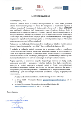 LIST ZAPOWIEDNI