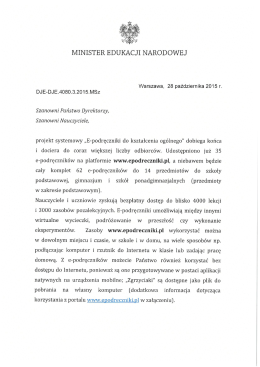 Informacja MEN w sprawie upowszechniania e