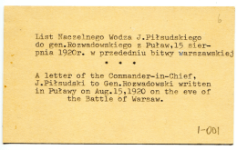 List Naczelnego wodza J.Piłsudskiego do gen