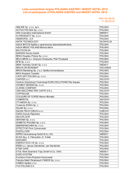 Lista wystawców POLAGRA GATSRO 2015