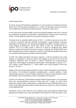 List Prezesa - IPO :: Doradztwo Kapitałowe
