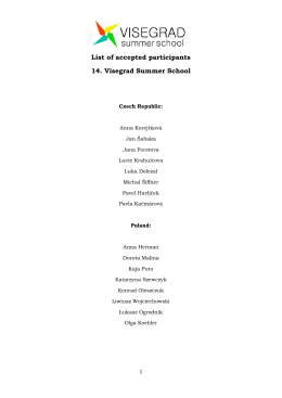 List of accepted participants 14. Visegrad Summer School