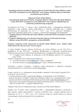 Konsultacje społeczne projektu Programu Ochrony Środowiska dla