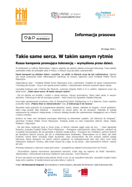 Kampania o tolerancji - informacja prasowa pdf 134 kB Pobierz
