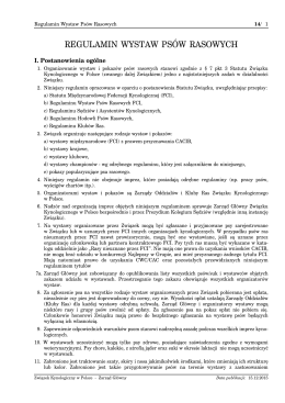 Regulamin Wystaw Psów Rasowych - Związek Kynologiczny w Polsce