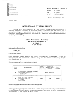 treść ogłoszenia o wyborze oferty