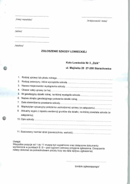 Zgłoszenie szkody łowieckiej