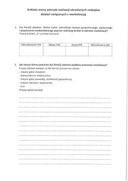 Ankieta oceny potrzeb realizacji określonych rodzaj&oacute;w działań