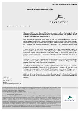 Zmiany w zarzadzie Gras Savoye Polska