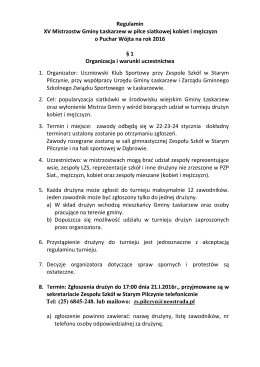 Regulamin XV Mistrzostw Gminy Łaskarzew w piłce siatkowej kobiet