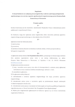 Regulamin Il edycji Konkursu na najlepszą pracę magisterską z