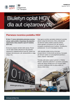 Biuletyn opłat HGV dla aut ciężarowych