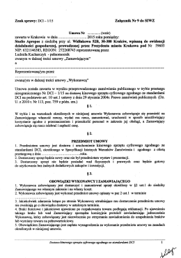 Znak sprawy: DCI- 1/15 Załącznik Nr 9 do SIWZ