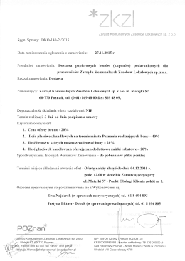 Sygn. Sprawy: DKO&mdash; l40-2 /201 5 Data zamieszczenia ogłoszenia