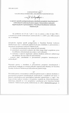 Zarządzenie Nr 20 Naczelnego Dyrektora Archiw&oacute;w Państwowych z