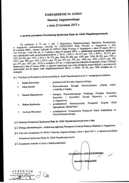 z dnia 23 kwietnia 2015 r. w sprawie powołania Powiatowej