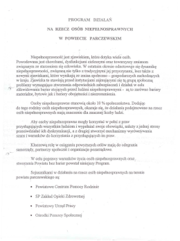 PROGRAM DZIAŁAŃ NA RZECZ OS&Oacute;B NIEPEŁNOSPRAWNYCH