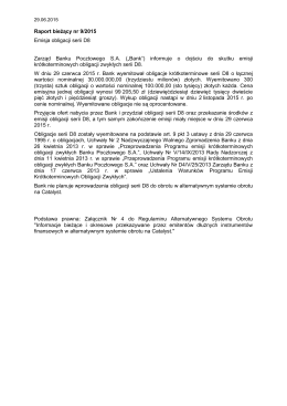 Raport bieżący nr 9/2015 Emisja obligacji serii D8