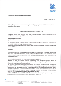 Sprostowanie do pytania nr 29 - Port Lotniczy Poznań