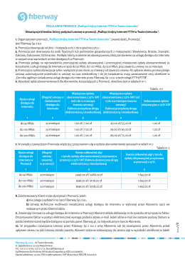 Regulamin promocji "Podłącz Unijny internet FTTH w Twoim kierunku"