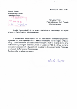 Leszek Supierz korekta do zeznania majątkowego