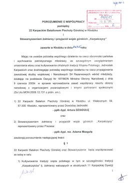 Treść porozumienia - 22 Karpacki Batalion Piechoty Górskiej