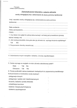 Zaświadczenie lekarskie o stanie zdrowia
