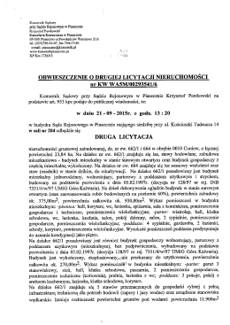 Obwieszczenie o drugiej licytacji nieruchomości do pobrania