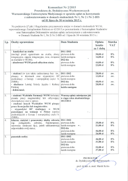 Komunikat Nr 2/2015 Prorektora ds. Dydaktyczno