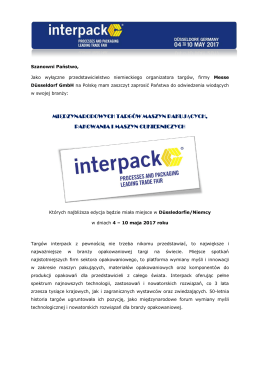 interpack 2017 - informacje dla zainteresowanych udziałem w targach