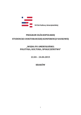 program konferencji - Instytut Amerykanistyki i Studiów Polonijnych