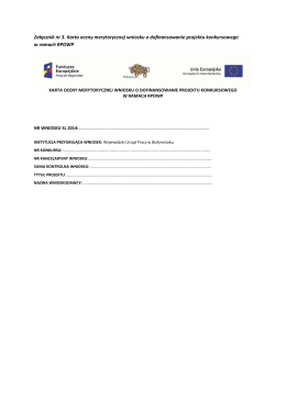 Załącznik nr 3 Karta oceny merytorycznej wniosku o dofinansowanie